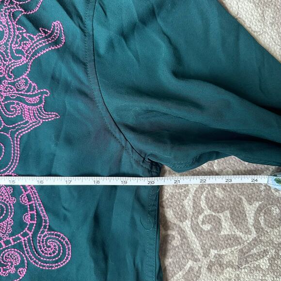 Stussy Japan Y2K Dragon Print Embroidered Button Down‎ Shirt Green Sz Mens Small - Picture 7 of 8